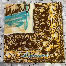 MAN HANKY YELLOW BROWN ABSTRACT TROPICAL JAPAN COTTON POCKET ART SQUARE 18  M181