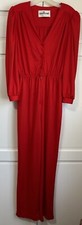 Vintage DAVID BROWN California Womens 80's Retro Red Jumpsuit Pantsuit Medium