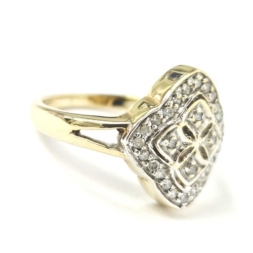 9ct Gold Diamond Ring Size J Ladies Cluster Style 0.25ct approx Yellow 3g - Picture 16 of 16