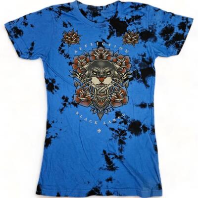 New Women's Affliction Black Label Midnight Stalker Biker T-Shirt Tee Top Medium
