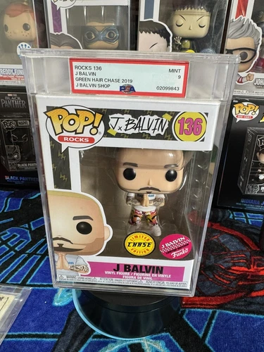 Funko Pop! Rocks: J. BALVIN ~ Limited Edition ~ CHASE (Green Hair)  PSA 9~ Rare~