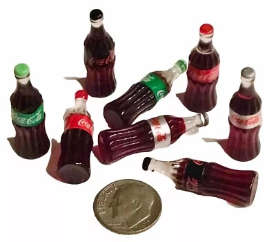 MONSTERMAGNETS Barbi Dollhouse Miniature Food Drinks Coke Coca-Cola Soda Bottle Mix Lot 👻🧲8pc