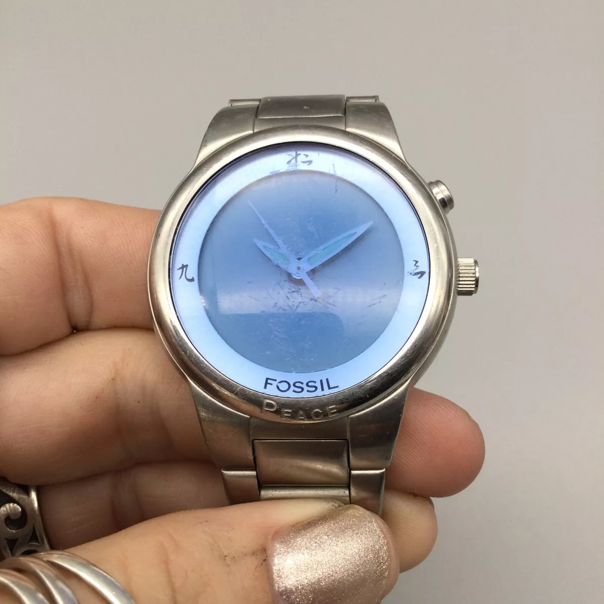 Fossil big clearance tic watch blue