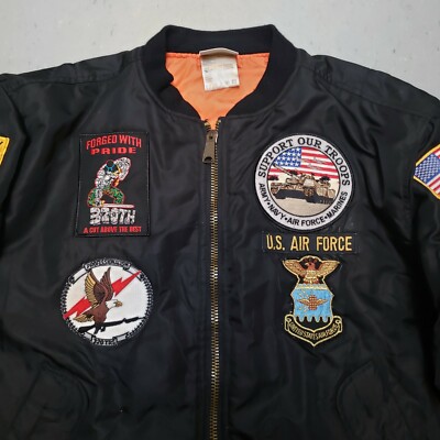 ジャケット・アウター 80's Military MA-1 JKT Made in U.S.A. Vintage MA-1 Y2K Blue Stylish Militari Flyght Bomber USA