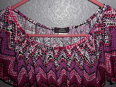 ＊cocomo*♡  Cocomo Women Petite Sz PS Top Geometric MULTI-COLOR Short Sleeve