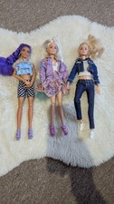 BARBIE Doll Bundle Modern Long Hair Extra Mattel In Outfits Clothes Denim 
