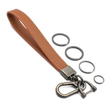 Car Fob Leather Key Chain Wristlet Strap Keychain Holder with Carabiner Clip