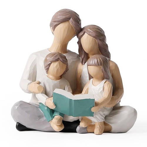 2X(Famiglia di 4 Figurine di Libri di Lettura, Figure Dipinte un Mano, Rega9568