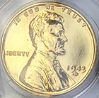 24K Gold Plated - 1943-D Steel Wheat Back Cent, WWII Lincoln Penny, W/COA