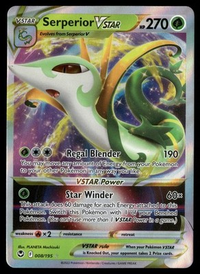 Serperior VSTAR 008/195 SWSH12: Silver Tempest LP-NM Pokemon TCG