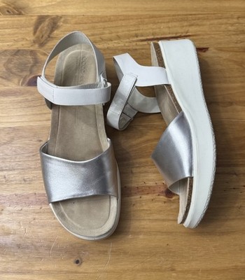 ECCO Flowt Corksphere Leather Wedge Denmark Sandals EU 37  US 10/10.5