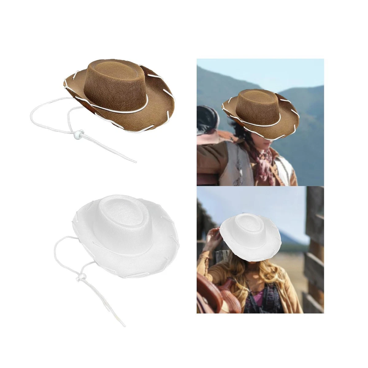2 Cappelli Da Cowboy In Nero Con Strass - Unisex Per Uomini E Donne, Stile Western E Cowgirl, Accessorio Per Feste E Abbigliamento Country - 2