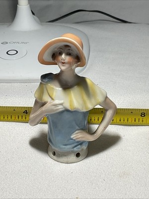 Vintage Flapper Girl Half Doll Pin Cushion - Made In Germany 74507