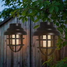 Solar Lantern Outdoor Hanging Lights,2Pack Garden Waterproof Decorative Solar Po