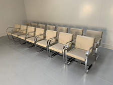 6 KNOLL STUDIO “BRNO FLAT BAR” ARMCHAIRS – CHROME & IVORY LEATHER - RRP £14000