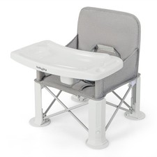 Portable Folding Toddler Dining Chair Baby Travel Booster Seat w/ Double Tray