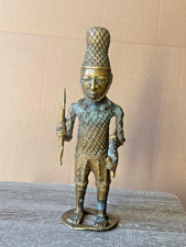 Old Benin Kingdom Lost-Wax Bronze – Palace Warrior, Rich Old Patina 11.5"