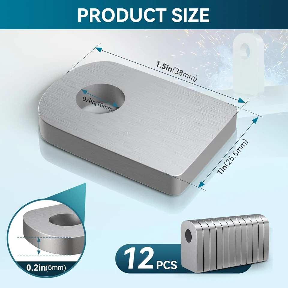Weld On Tabs Steel Gussets Shock Mount 12 Pcs Heavy Duty for Truck Suspension - Image 2 of 4