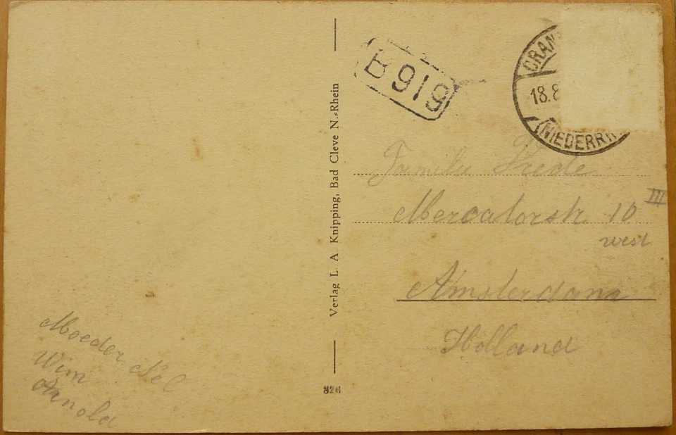 AK Grenzpfahl Deutschland-Niederlande Vossenberg 1910 Kranenburg Kleve Gasthaus - Bild 2 von 2