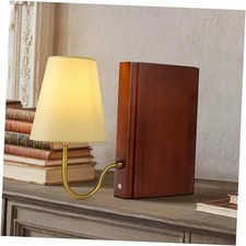 Wooden Bookshelf Lamp with Bulb, Cordless Touch Rechargeable Model Dark Brown