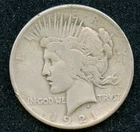 "Key Date" 1921 Peace Silver Dollar $1 Fine w/ Rim Bump