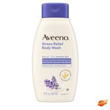 Aveeno Stress Relief Body Wash with Lavender Scent, Prebiotic Oat for Sensitive