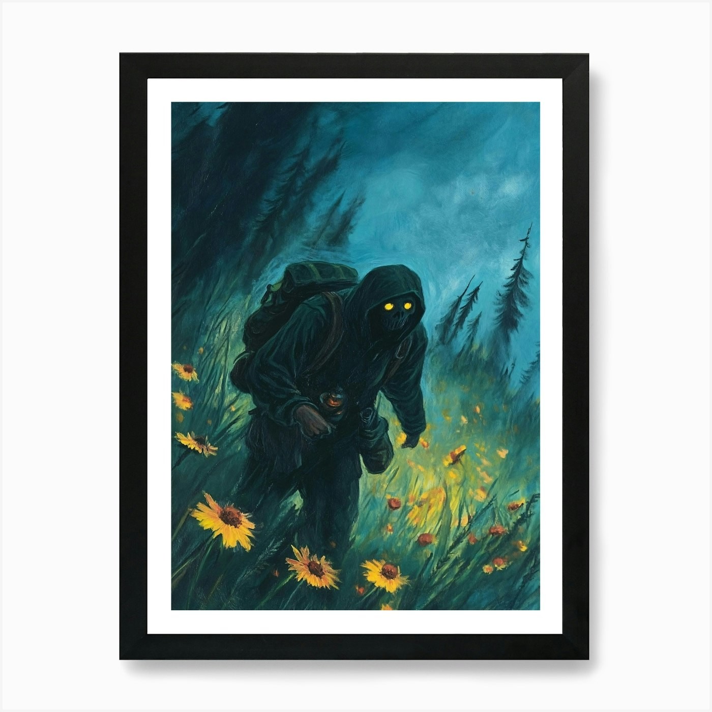 [ POSTER ONLY A3 ] Man Walking Through A Field Of Flowers Art Print ...