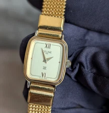 Rare Vintage Celine Paris Women’s Watch • Gold-Plated • 19mm Tank Case 