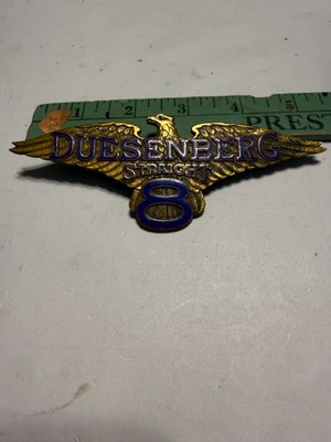 Duesenberg Straight 8 Cloisonné Eagle Emblem / Nameplate Badge 1922/1930 Nice