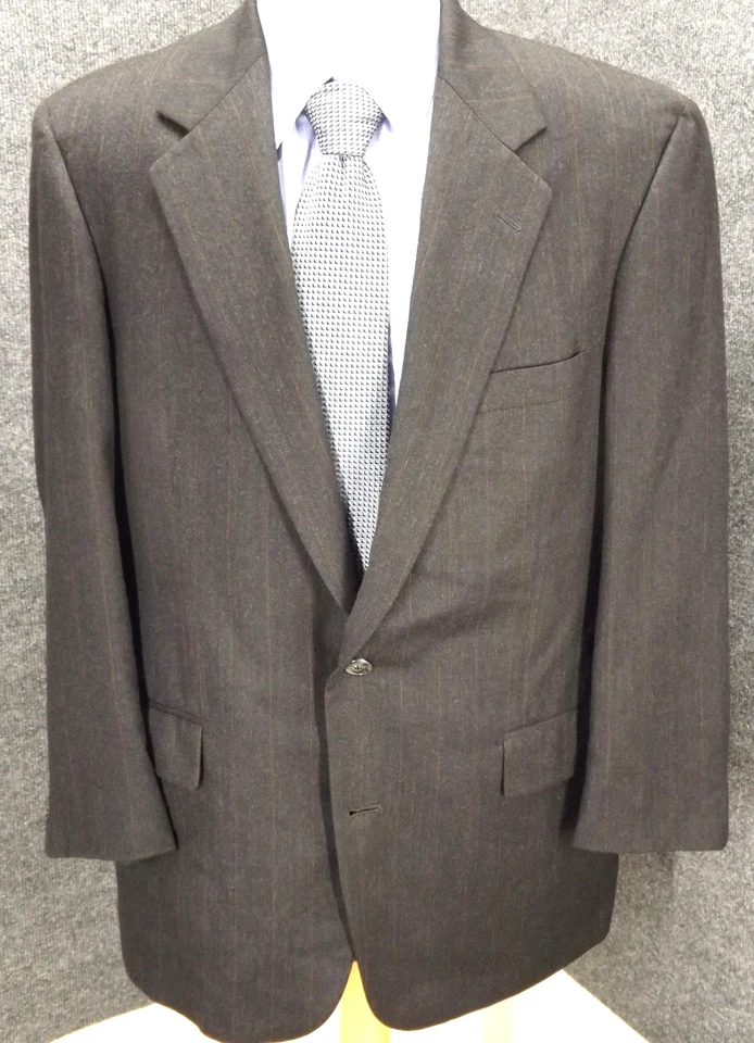 Brooks Brothers Mens Suit 46R Gray Red Stripe Import Wool 38x27.5 Pleat Pant USA - Image 2 of 4