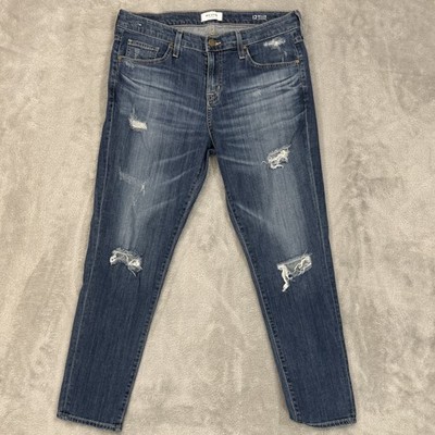 Big Star Jeans Womens 12 Nova XVI Billie Slim Slouch Blue Boyfriend Distressed