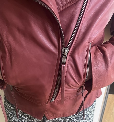 Women’s Diesel Leather Oxblood Moto Jacket. Size: S Excellent Condition, Used - Picture 6 of 14