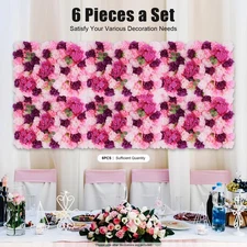 6 Pack Artificial Flower Wall Panels 3D Flowers Wall Panel Backdrop for Wedding