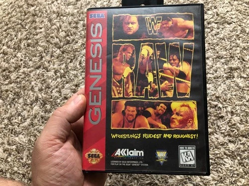 WF Raw (Sega Genesis, 1994)  Cartridge & Case  Artwork, No Manual Tested
