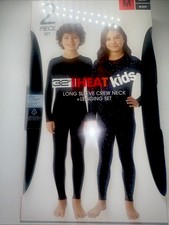 32 DEGREES Heat Kids Long Sleeve Crew Neck Legging Set - BLACK - Medium