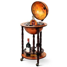 Wood Globe Wine Bar Stand 16th Century Italian Rack Liquor Bottle Shelf