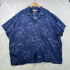 Paradise Found Hawaiian Shirt 4XL Blue Floral Rayon Button Up Camp Aloha Mens
