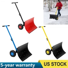 29"W Snow Shovel with Wheels, Heavy Duty Snow Pusher for Driveway & Snow Removal