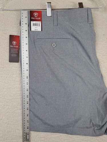 Pro Tour Mens Motionplay 360 Golf Shorts Lt Gray Stretch Moisture Wicking 42 New - Picture 3 of 8