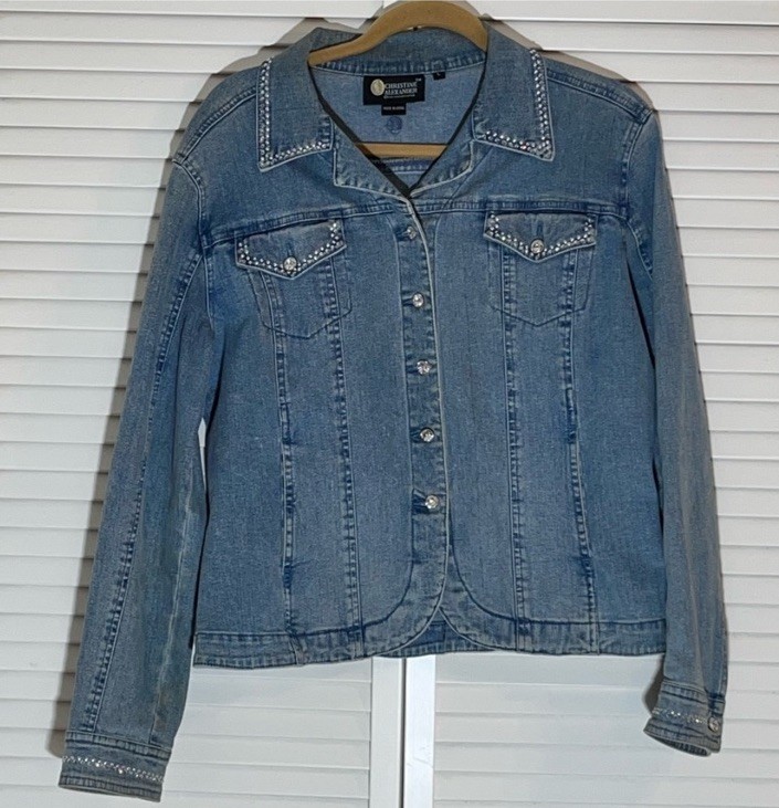 Christine Alexander Bedazzled Women's Denim Jacket Size Large