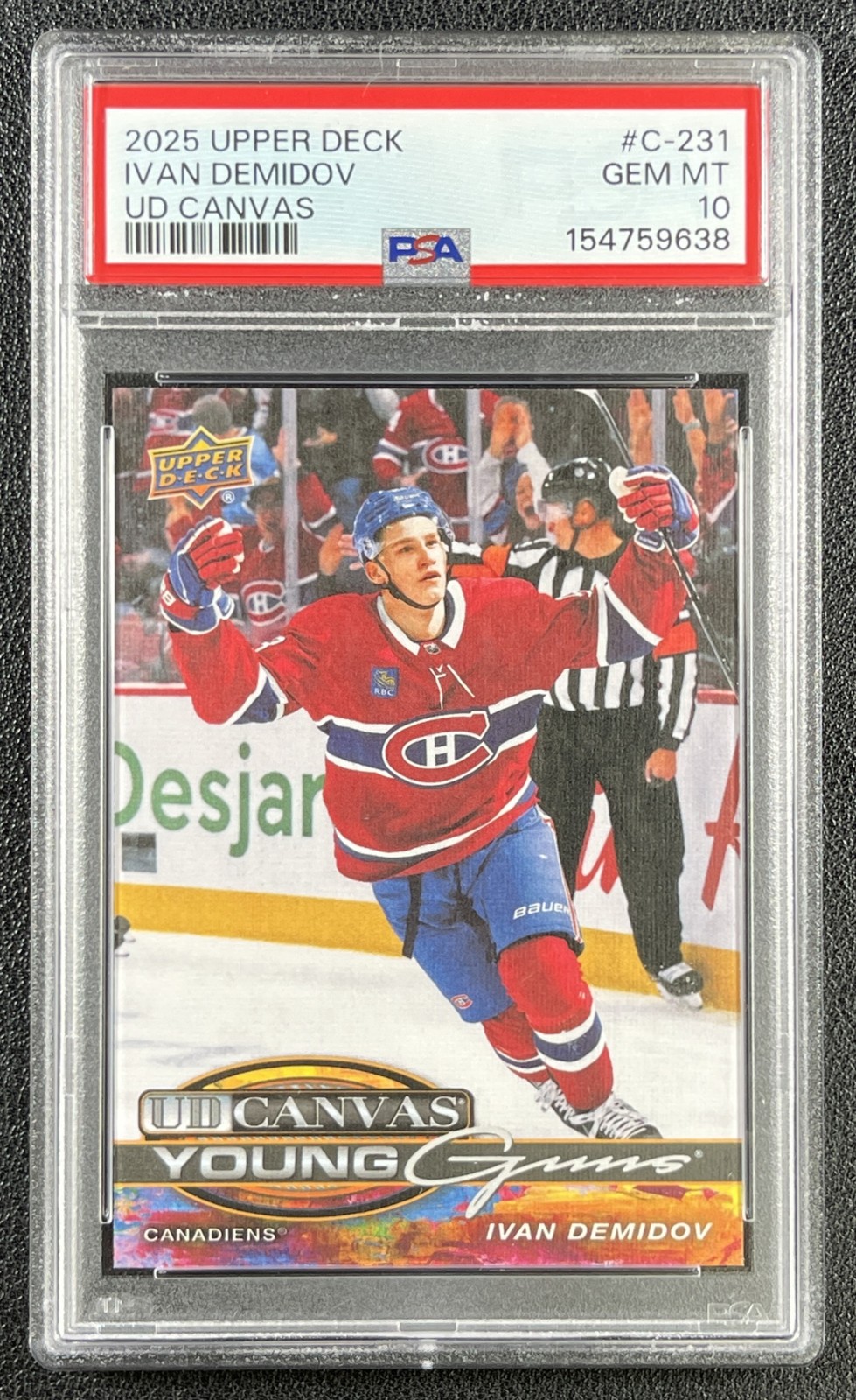 IVAN DEMIDOV PSA 10 2025-26 UPPER DECK S2 #C-231 UD CANVAS YOUNG GUNS RC 9638 view 1