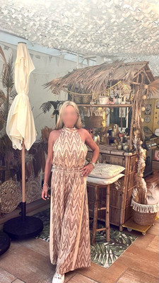 Designer Zweiteiler Set Gold Schimmer Flow Marlene Hose & TOP Ibiza Boho Style