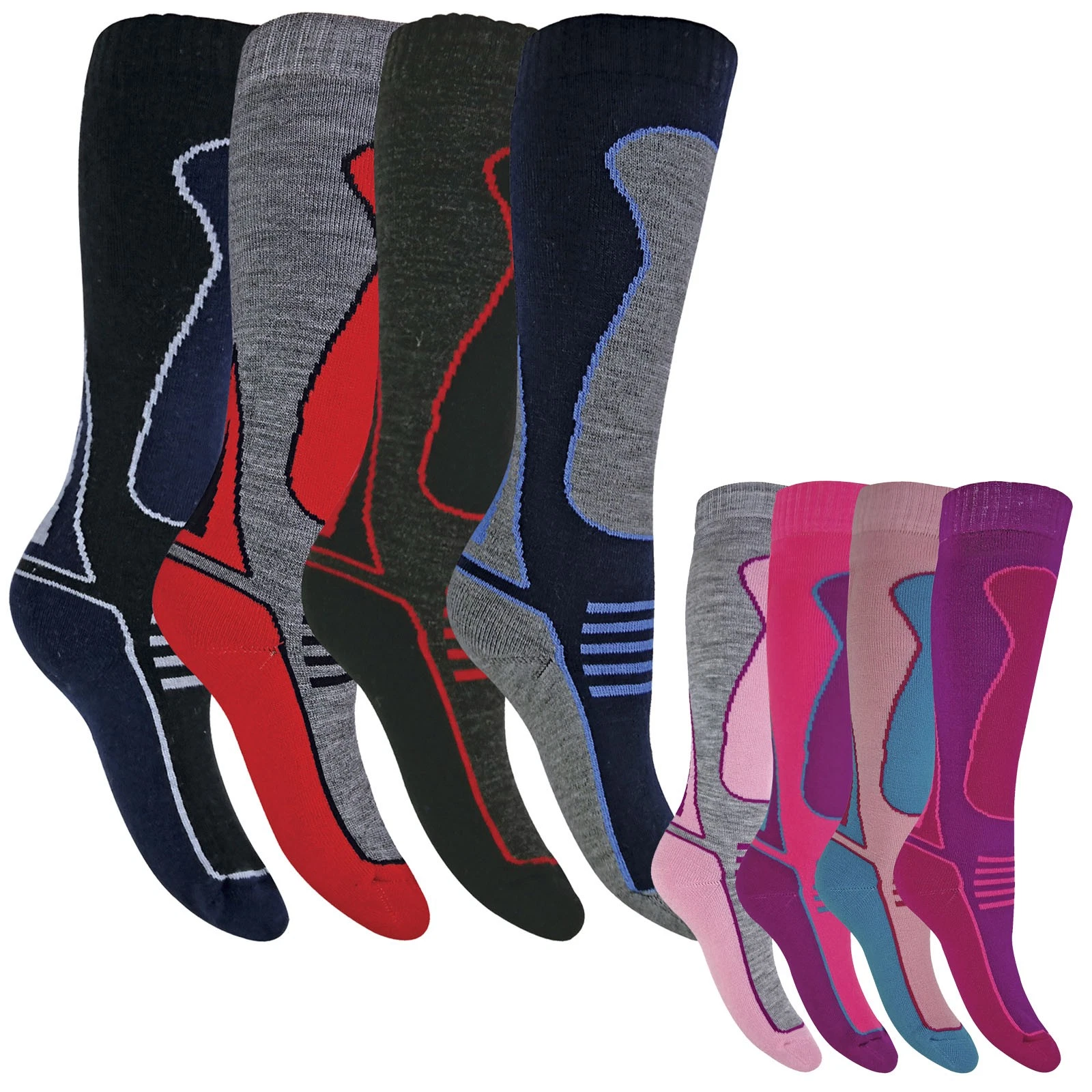 Kids Wool Long Knee High Ski Socks | Sock Snob | 4 Multi Pack Boot Socks