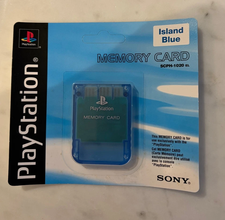 SONY INTERACTIVE ENTERTAINMENT Official Sony PlayStation 1 PS1 Memory Card Island Blue SCPH-1020 EL NEW SEALED
