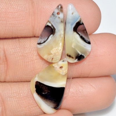 21 Cts Natural Dendrite Agate Cabochon Front Drill Earring & Pendant Stone #S124
