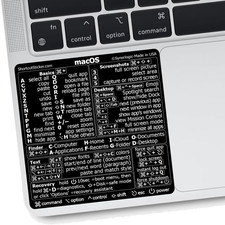 Synerlogic Mac OS Shortcuts Sticker for Air/Pro  Keyboard Stickers Black