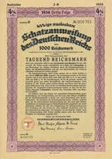 Lot Bond Germany WWII 1936 3rd Reich Stock Berlin 1000 Reichsmark 4 1/2