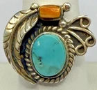 925 Sterling Silver Turquoise Spiny Oyster Ring Size 8 Southwest Vintage