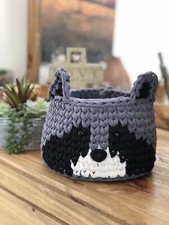 Adorable Crocheted Raccoon Basket Perfect For a Woodland Baby Nursery 