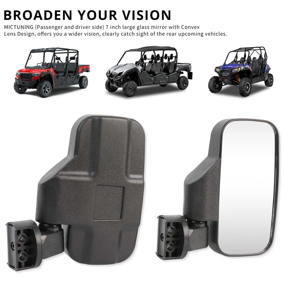 Широкие боковые зеркала заднего вида UTV с зажимом для Kawasaki Mule 3000 3010 4000 4010 - Изображение 4 из 4